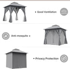 8'x8' Outdoor Gazebo, Heavy Duty Metal Frame Patio Canopy - Image 3