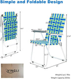 VINGLI Patio Lawn Webbed Folding Chairs Set of 4, Outdoor Beach Chair Portable - Image 6