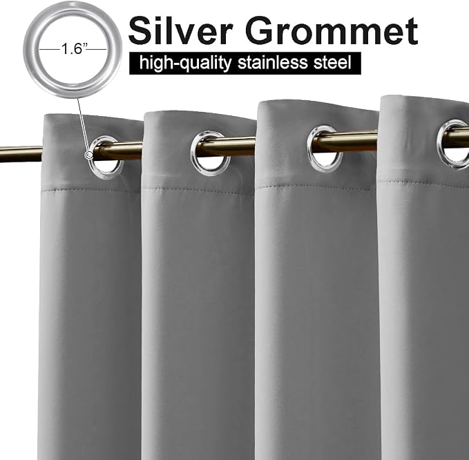 NICETOWN 2 Panels Sliver Grey Blackout Outdoor Curtains - Image 3