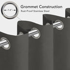Easy-Going 100% Waterproof Outdoor Curtains 54x108 inch, Dark Grey | Windproof - Image 3