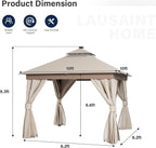 10'x10' Outdoor Gazebo with LED Lights, Metal Heavy Duty Patio Canopy Tent with - Image 2