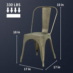 FDW Metal Chair Dining Chair Set of 4 Patio Chair Home Kitchen Chair 18 Inch - Image 3