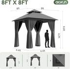 Aoxun 8x8FT Metal Frame Outdoor Gazebo, Dark Gray | UPF50+ Protection 50×50mm - Image 8