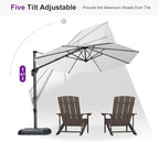 PURPLE LEAF Cantilever Umbrella 10 Feet Round Smooth 360° Rotation White | - Image 6