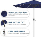 9FT Patio Umbrella with Solar Lights, Outdoor Market Umbrella with Tilt and - Image 2