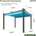 Aoxun 10'x12' Outdoor Retractable Pergola, Heavy Duty Metal Frame Pergola - Image 2