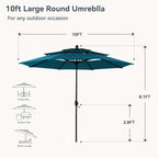 PHI VILLA 10ft Outdoor Patio Umbrellas, 3 Tier Vented Table Umbrella, Cyan | - Image 2