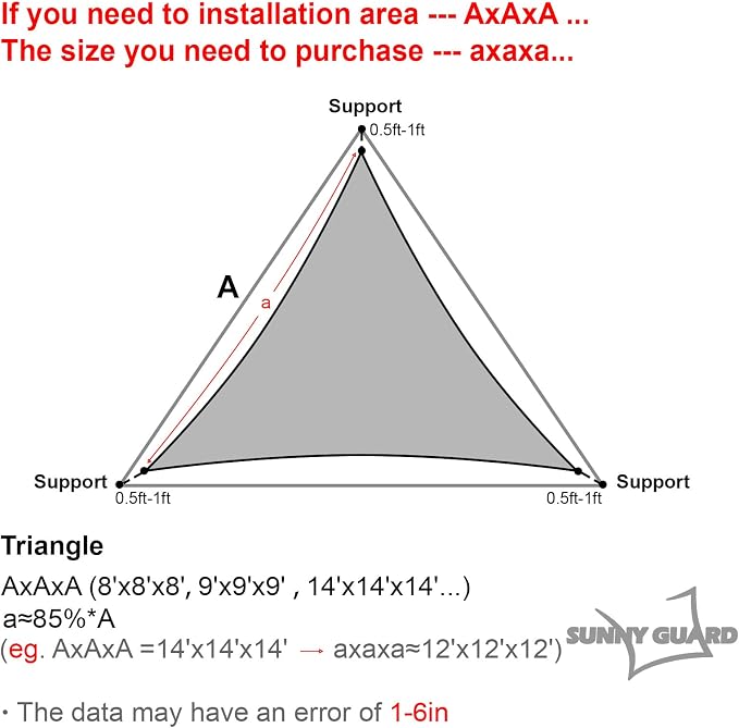 SUNNY GUARD 10' x 10' x 10' Triangle Shade Sail 95% UV Block Outdoor Canopy | - Image 2