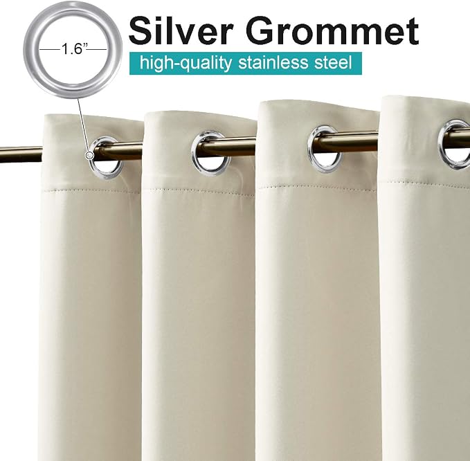 NICETOWN 2 Panels Weighted Patio Outdoor Curtains 95 inch Length, Home Fashion - Image 2