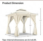 8'x8' Outdoor Gazebo, Metal Frame Heavy Duty Patio Canopy Tent Shelter - Image 2