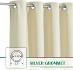 Waterproof Patio Curtains W52 x L95 Inch Natural Beige, 1 Panel | Blackout - Image 2