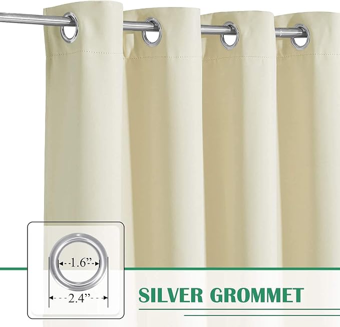 Outdoor Waterproof Curtains W70 x L84 Inch Natural Beige, 1 Panel | Grommet - Image 2