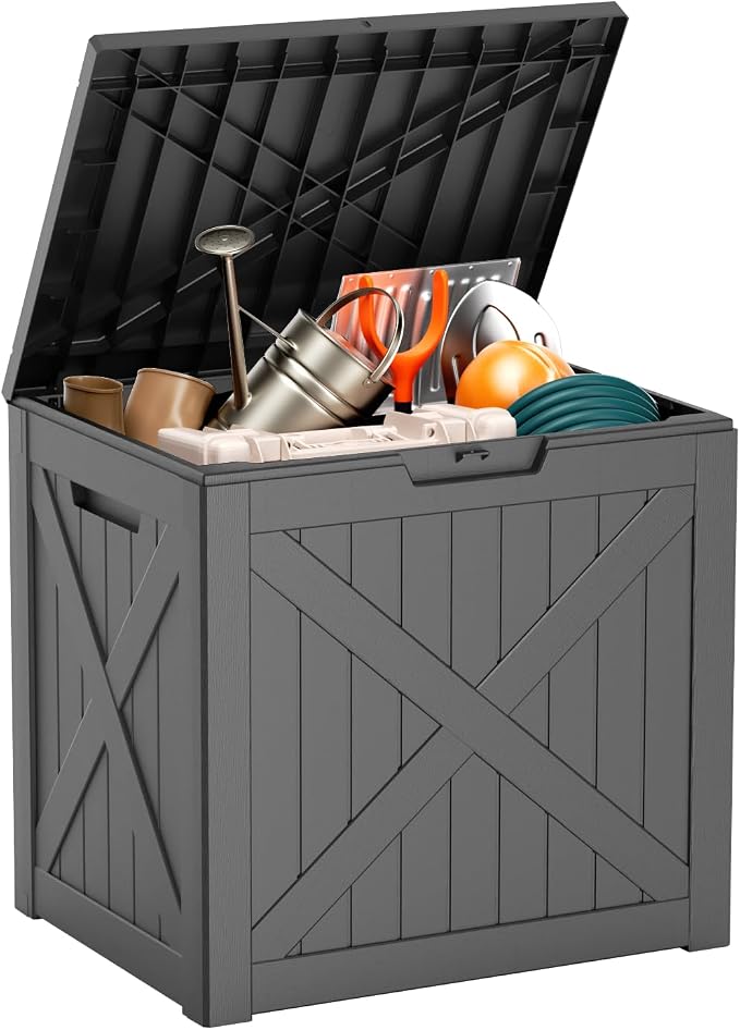 ROJIK 32 Gallon Outdoor Storage Housing Deck Box, Waterproof Patio Furniture by ROJIK