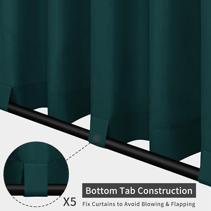 Easy-Going Outdoor Patio Curtains 2 Panels, 110x108 inch, Teal | Privacy - Image 3