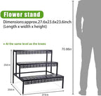 aboxoo 3-Tier Stair Style Metal Plant Stand, Large Indoor Outdoor Shelf | Holds - Image 2