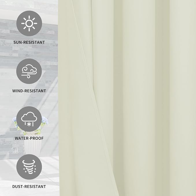 Easy-Going 100% Waterproof Outdoor Curtains 110x84 inch, Gazebo and Pergola 1 - Image 5