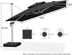 PURPLE LEAF Cantilever Patio Umbrellas 12' x 12' Large Double Top, 3-Yr - Image 8