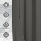 Easy-Going 100% Waterproof Outdoor Curtains 110x84 inch, Dark Grey | Windproof - Image 5