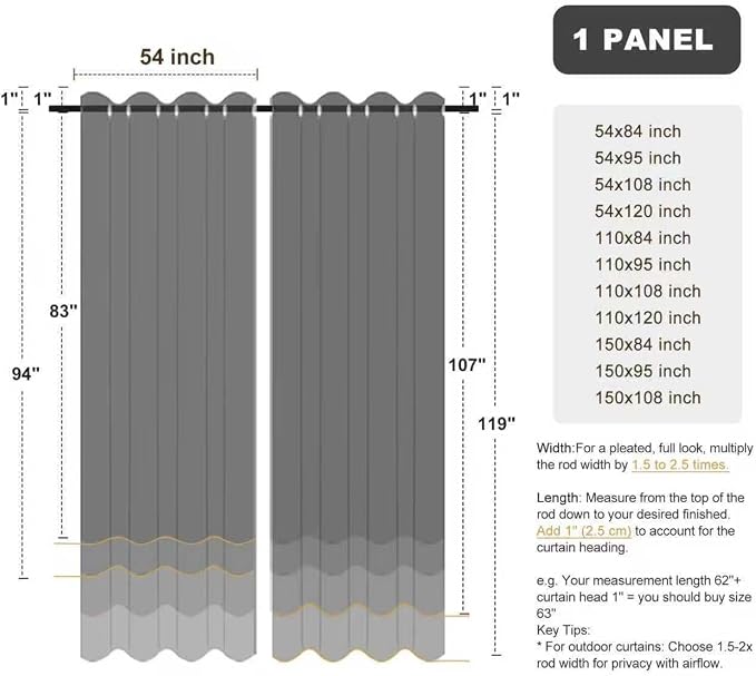 BONZER Outdoor Curtains for Patio Water Resistant Thick | Heavy Privacy Light - Image 9