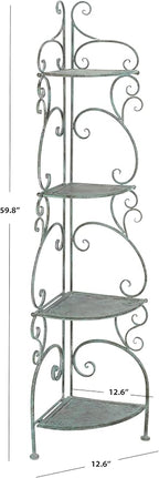 SAFAVIEH Outdoor Collection Turuca Antique Dark Green Wrought Iron 4-Tier - Image 3