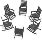 SERWALL Outdoor Rocking Chair Set of 6, Oversized HDPE Rocker, All Weather by SERWALL