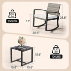 Qsun 3 Pieces Outdoor Patio Furniture Set Rocking Bistro Set, Outdoor Patio - Image 2