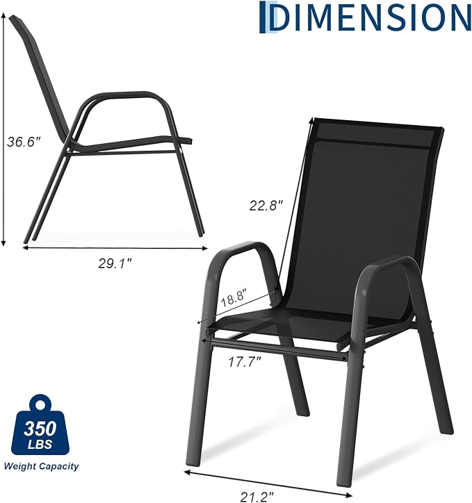 Patio Chairs Set of 4, Stackable Chairs - Image 3