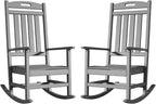 Outdoor Rocking Chair Set of 2, High Back Plastic Patio Rocking Chairs by Adiromoti