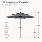 PHI VILLA 10ft Outdoor Patio Umbrellas, 3 Tier Vented Table Umbrella, 1.5" Pole - Image 2