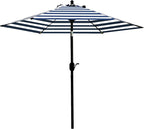 Sunnyglade 7.5' Patio Umbrella Outdoor Tilt Umbrella Blue/White Stripe | Market by Sunnyglade
