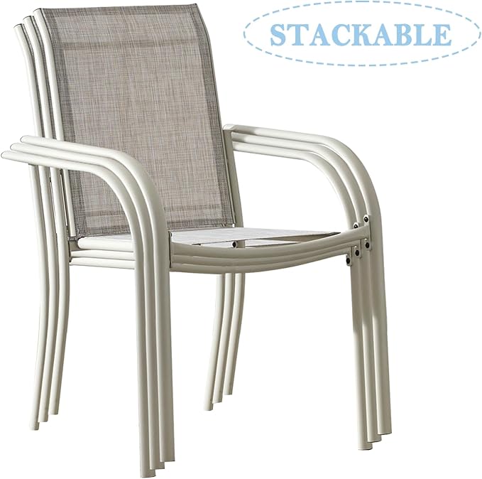 Stackable Patio Chairs Set of 8, Outdoor Dining Chairs - Image 3