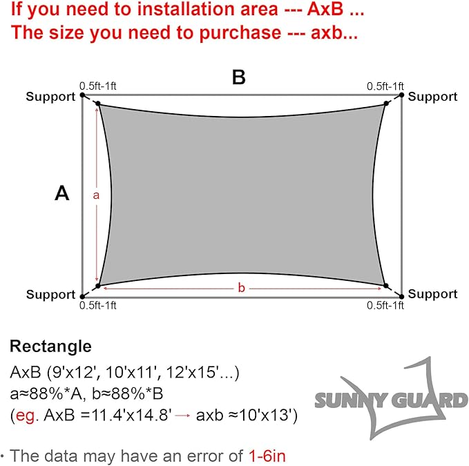 SUNNY GUARD Custom Size 12'x24' Graphite Grey Sun Shade Sail Rectangle UV Block - Image 2