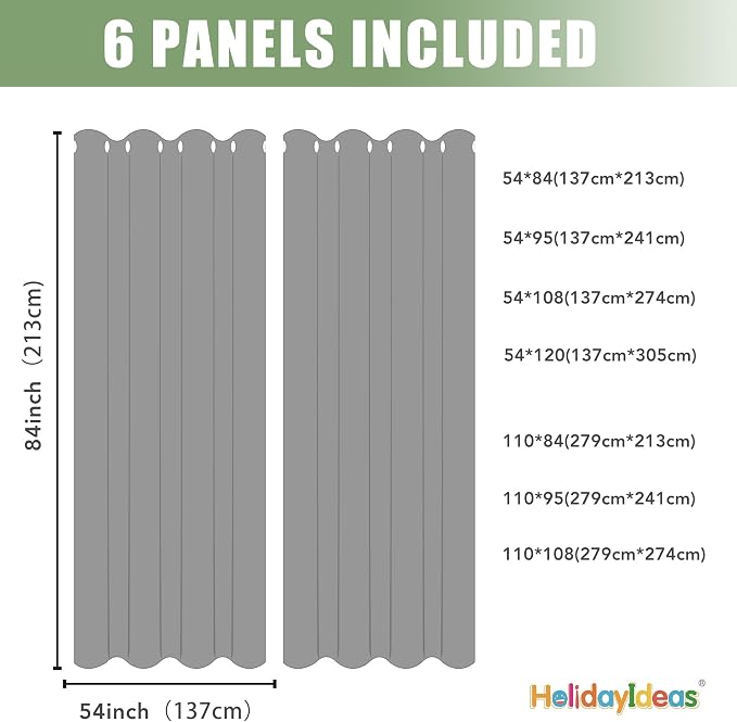 Waterproof Outdoor Curtains for Patio 6 Pcs 54x108 Inch Mecca Orange | - Image 7