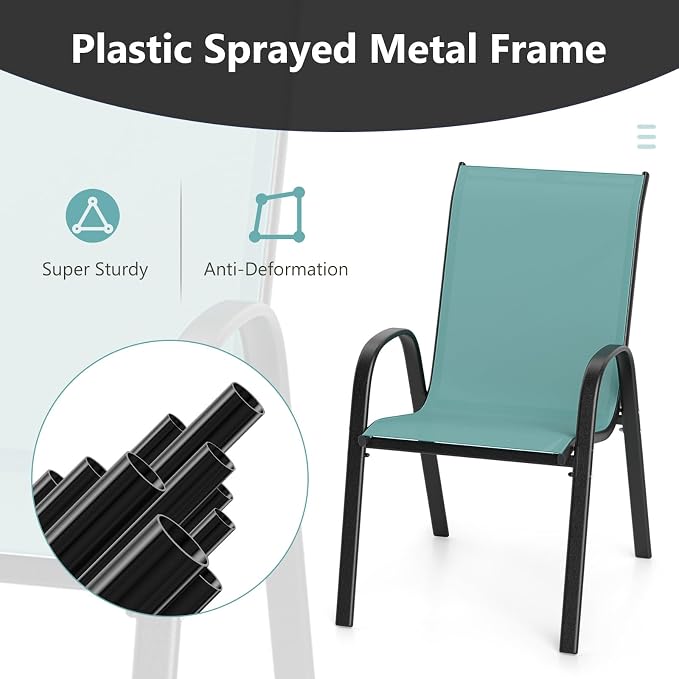 COSTWAY Patio Stackable Dining Chairs Set of 2 - Image 5