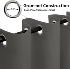 Easy-Going 100% Waterproof Outdoor Curtains 110x84 inch, Dark Grey | Windproof - Image 3