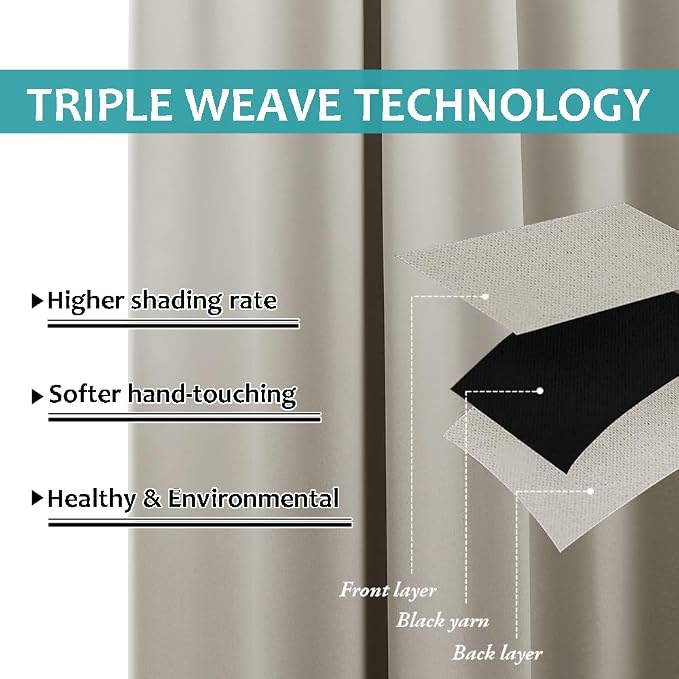 NICETOWN Patio Curtain for Outdoor Waterproof, Stainless Grommet Top Thermal - Image 4