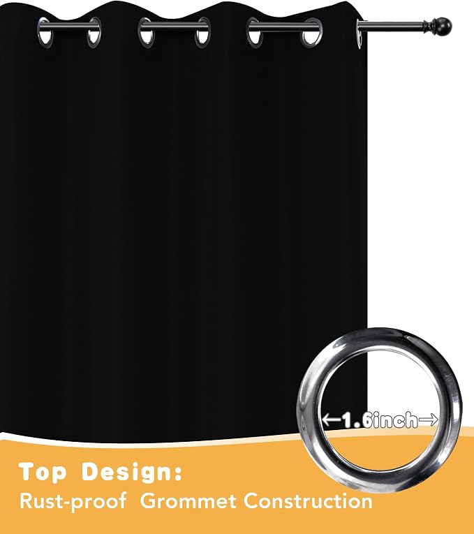 HolidayIdeas Outdoor Curtains for Patio Waterproof 4 Pcs 54x95 Inch Black | - Image 4