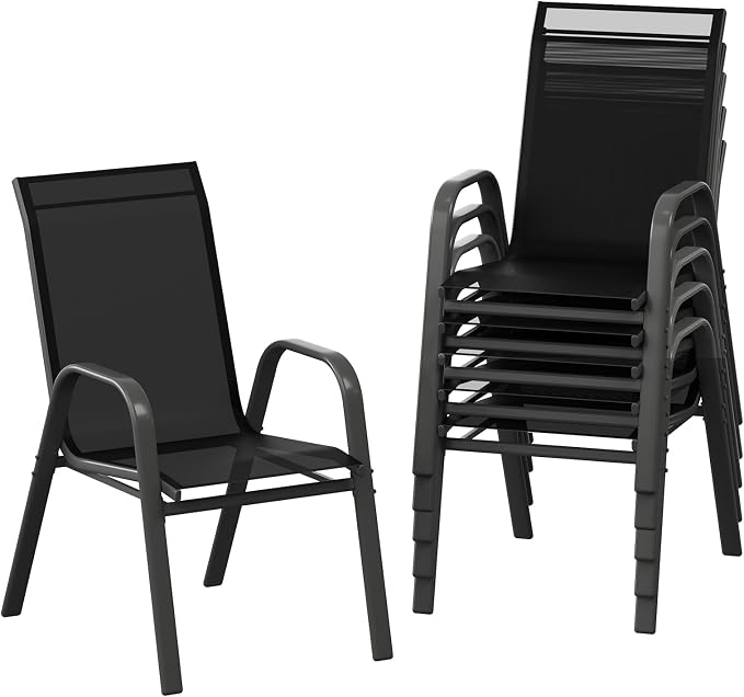 Patio Chairs Set of 6, Stackable Chairs by GarveeLife