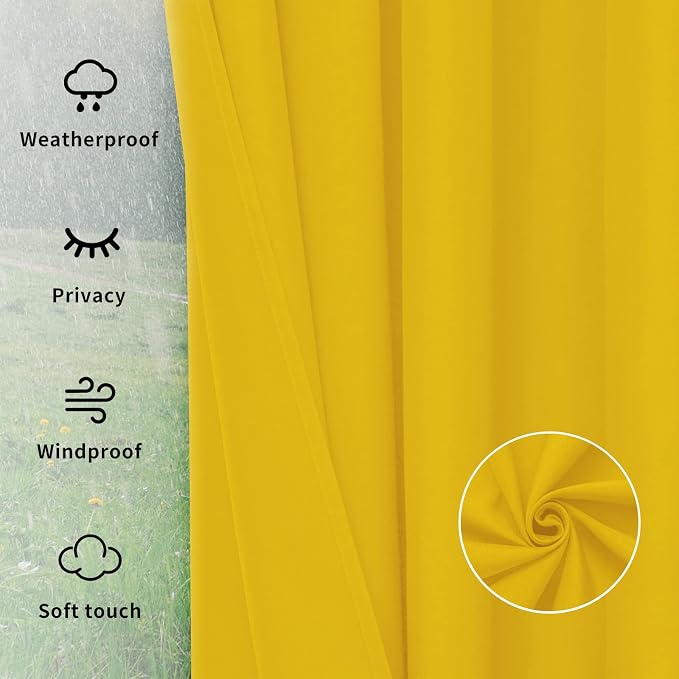 Easy-Going Outdoor Curtains for Patio 1 Panel, 54x96 inch, Weatherproof Privacy - Image 6