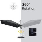 PURPLE LEAF Patio Umbrella 9' x 11.5' Rectangle All-Day Shade Control Black | - Image 7