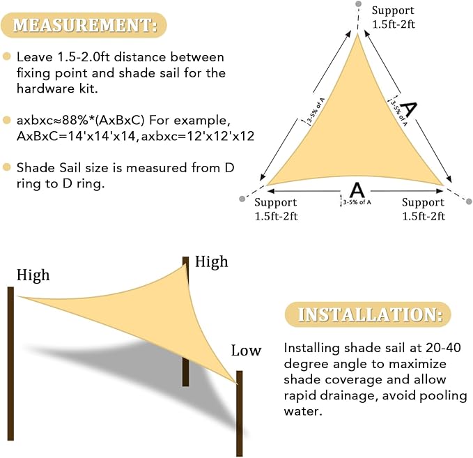 Shade&Beyond Custom Sun Shade Sail 6'x8'x10' Triangle Sun Sail Shades Patio UV - Image 6