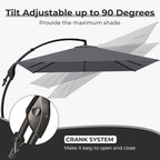 Grand patio 10x10 FT Sunbrella Cantilever Square Umbrella, Charcoal | Large - Image 5