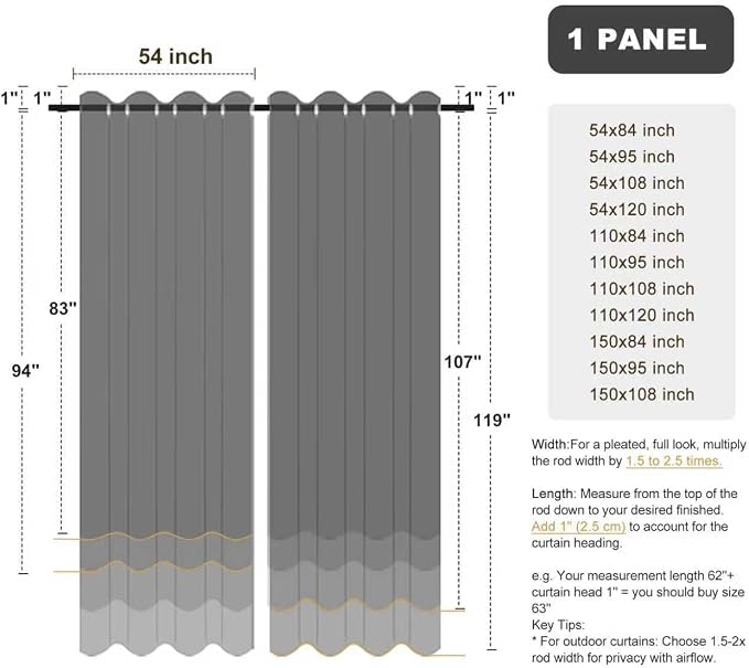 BONZER Outdoor Curtains for Patio Waterproof Thick | Privacy Grommet Light - Image 9