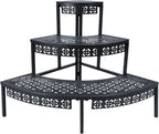3-Tier Metal Plant Stand, Corner Plant Stands Outdoor Indoor | Semi-circular by Garden4you
