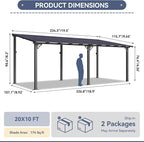10x20FT Lean to Gazebo Pergola Patio Outdoor Pergolas Gazebos | Wall Mount - Image 2