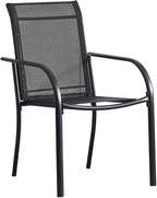 Stackable Patio Chairs Set of 2, Outdoor Dining Chairs - Image 5