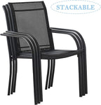 Stackable Patio Chairs Set of 8, Outdoor Dining Chairs - Image 4