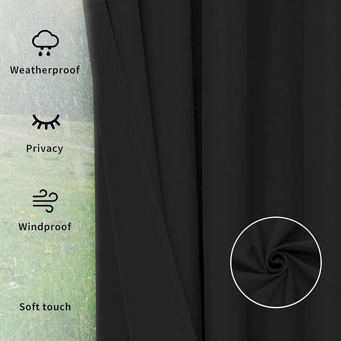 Easy-Going Outdoor Curtains for Patio 1 Panel, 110x108 inch, Weatherproof - Image 6
