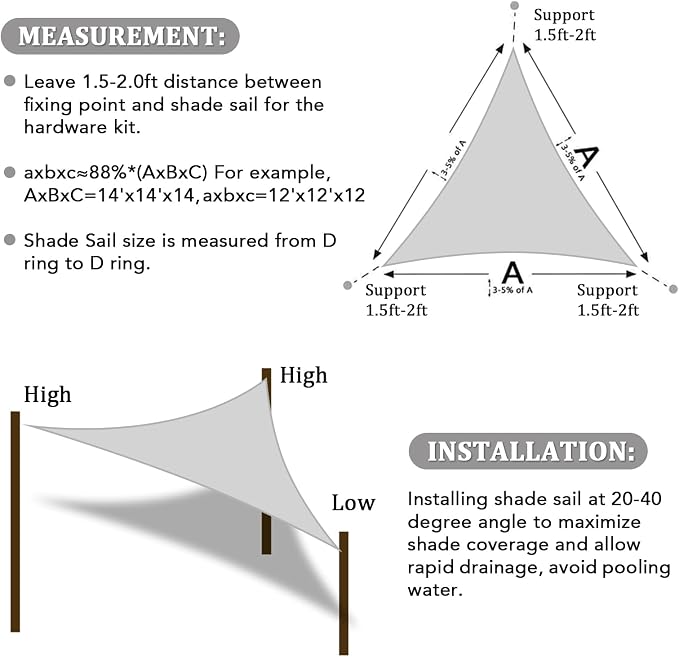 Shade&Beyond Custom Sun Shade Sail 14'x18'x22.8' Triangle Sun Sail Shades Patio - Image 6
