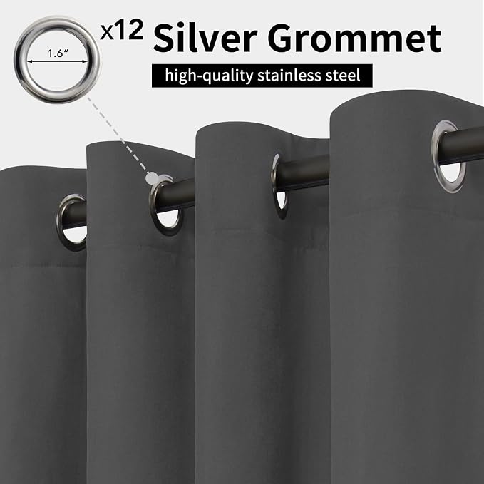 Easy-Going Outdoor Curtains for Patio 1 Panel, 110x120 inch, Weatherproof - Image 2